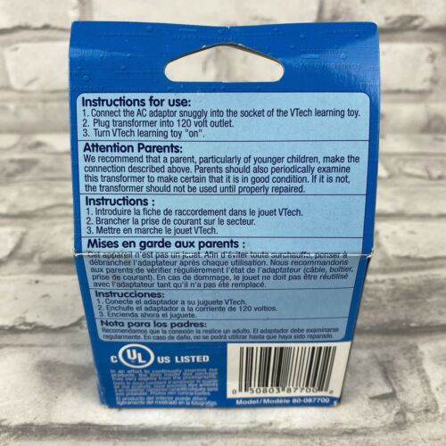 VTECH AC Adaptor 7.5 V Converts 120 Volts AC to 7.5 Volts DC Toys White - Fresh Stock Dated December 2025