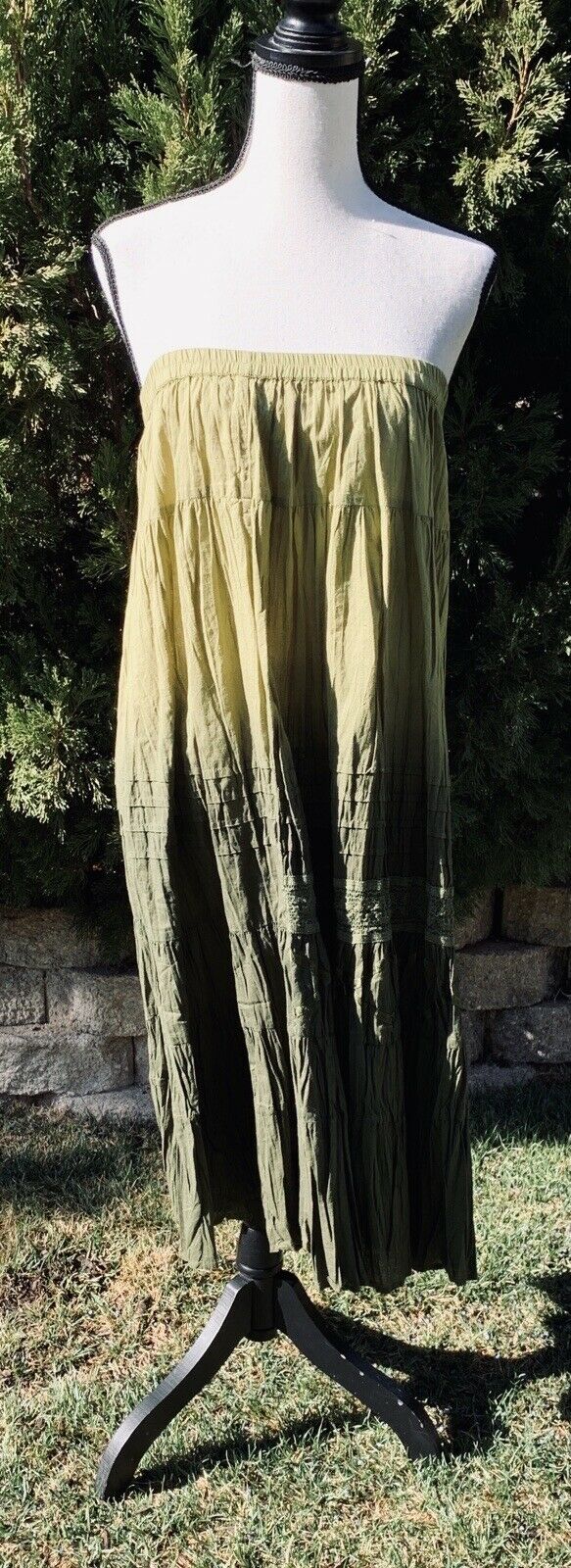 Bohemian Liz Claiborne Skirt Green Gypsy -Size Large Peasant Maxi - Fresh Stock Dated February 2026