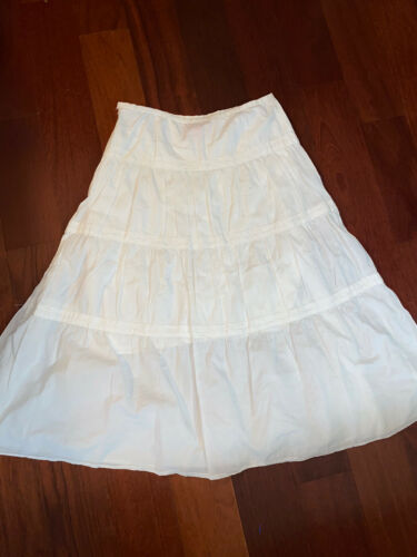 Vintage White Cotton  Prairie Skirt Sz 8 White  Long Eyelet Ruffle Trim - Fresh Stock Dated February 2026