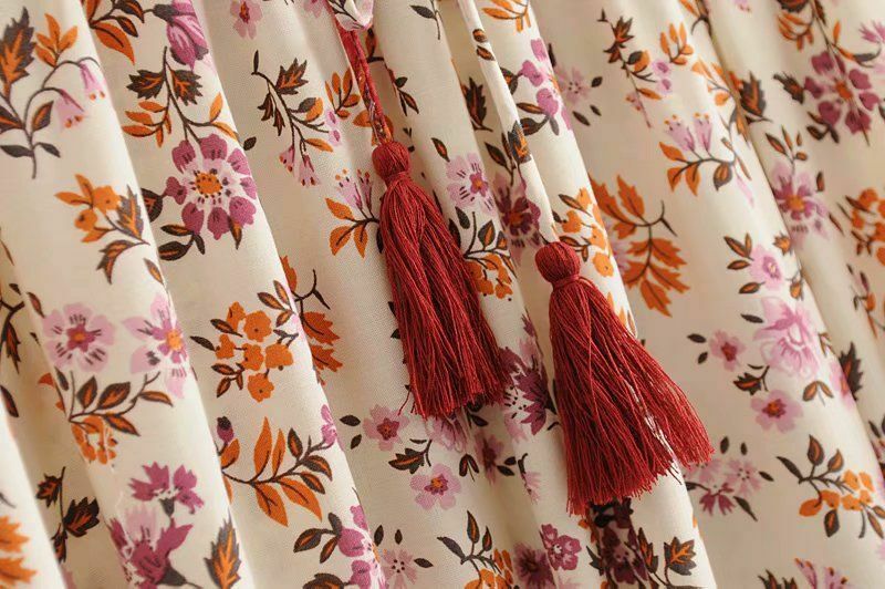 Women Vintage Bohemian Skirt Hippie Floral Print Tassel High Elastic Waist Maxi - Fresh Stock Dated February 2026