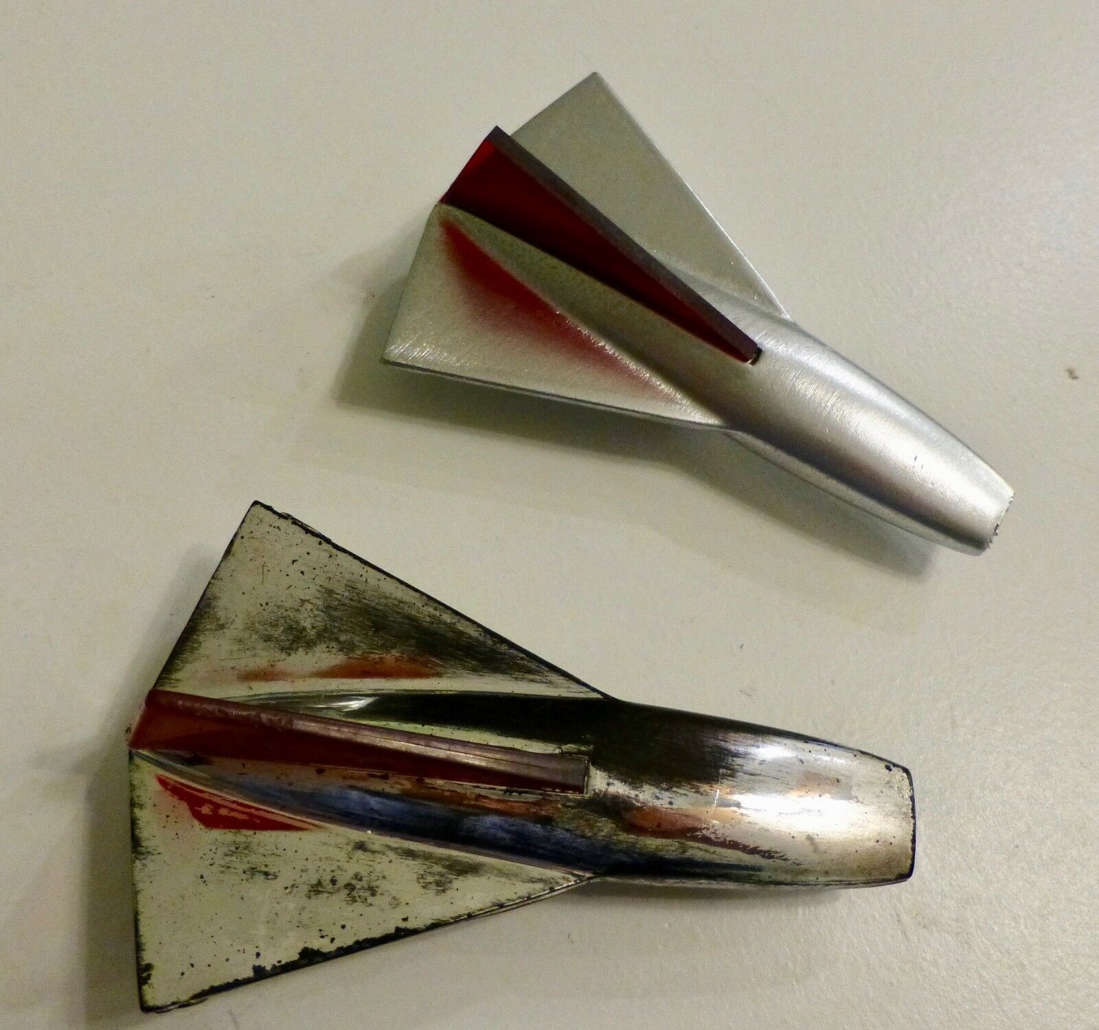 Reproduction Huffy bicycle fender ornament Silver Jet Eldorado El Camino Corvair - Fresh Stock Dated February 2026