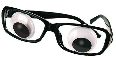 WIGGLE EYES GLASSES Funny Cartoon Boggle Googly Moving Eyeballs Black Frame Joke - Fresh Stock Dated February 2026