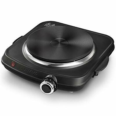 1500W Hot Plates for Cooking, Electric Single Burner with Handles, 6 Black - Fresh Stock Dated December 2025