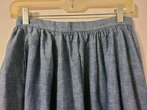 Vtg 1980s Ralph Lauren Western Prairie Boho Light Wash Denim Chambray Skirt Sz 8 - Fresh Stock Dated February 2026