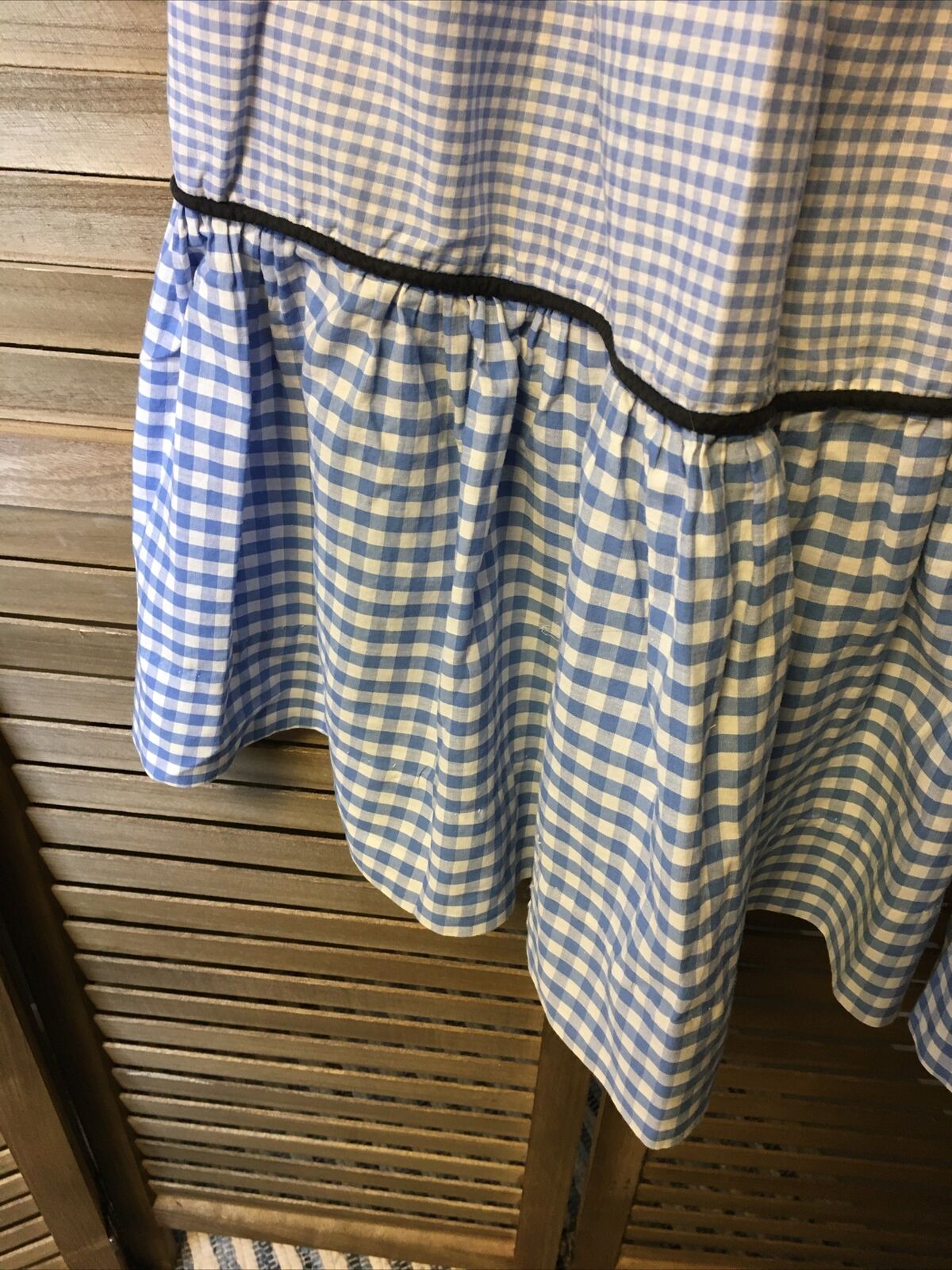 VTG Womens 1950's Gingham Skirt Cotton Blue Tiered Peasant Prairie Small Midi - Fresh Stock Dated March 2026