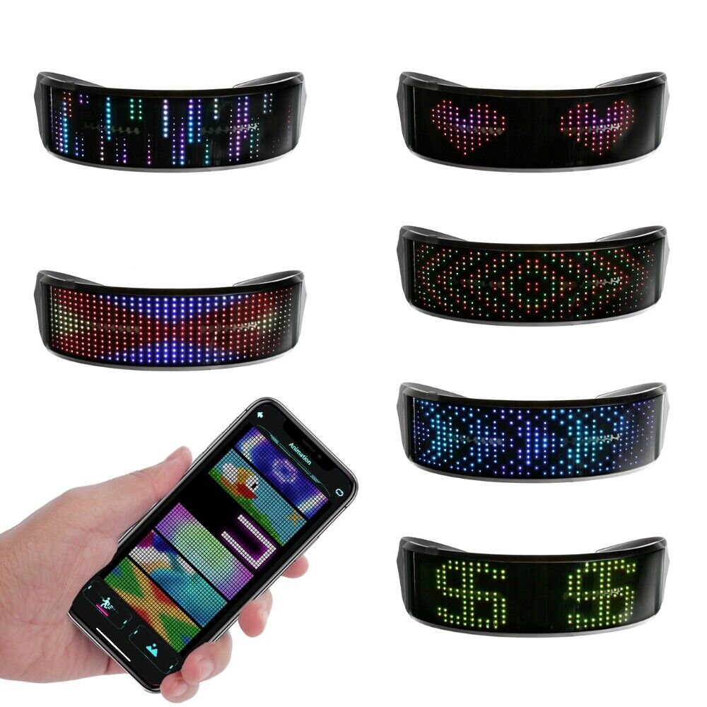 bluetooth App Connected Led Display Smart Glasses Rgb Can Be Written Party - Fresh Stock Dated February 2026