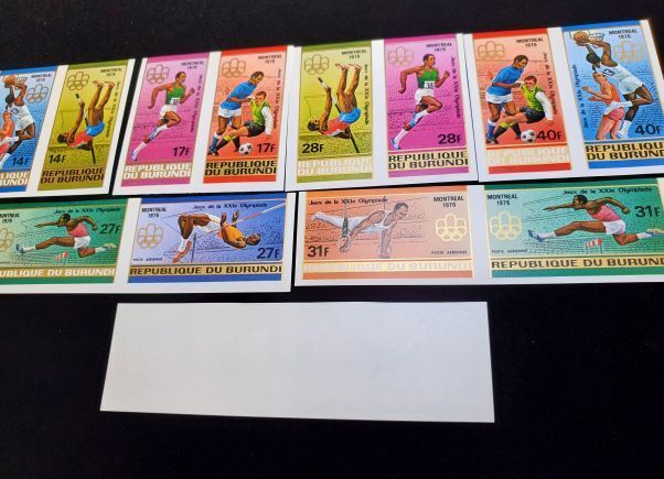 Burundi Scott #495-498, C237-C239 IMPERF Pairs Mint Never Hinged - Fresh Stock Dated January 2026