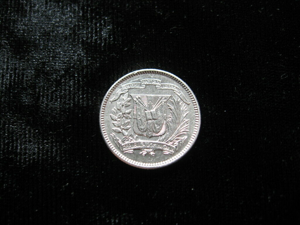 SILVER old world coin DOMINICAN REPUBLIC 10 centavos 1953 KM19 Princess (10) - Fresh Stock Dated December 2025