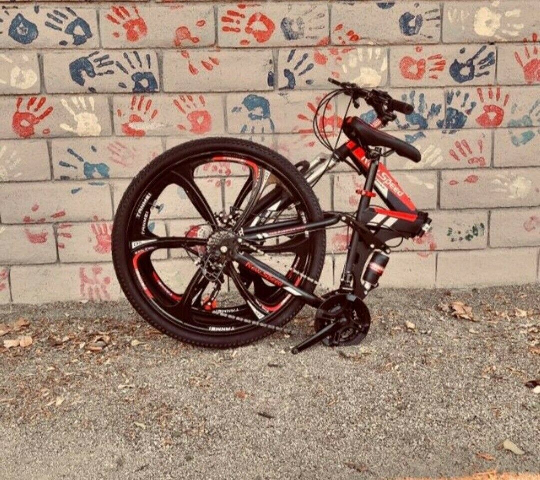 NEW FOLDING MOUNTAIN BIKE MTB 21 SPEED FULL SUSPENSION 26x17 - AUTHENTIC! - Fresh Stock Dated February 2026