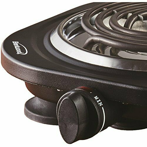 Brentwood TS-321BK 1000w Single Electric Burner, Black - Fresh Stock Dated December 2025