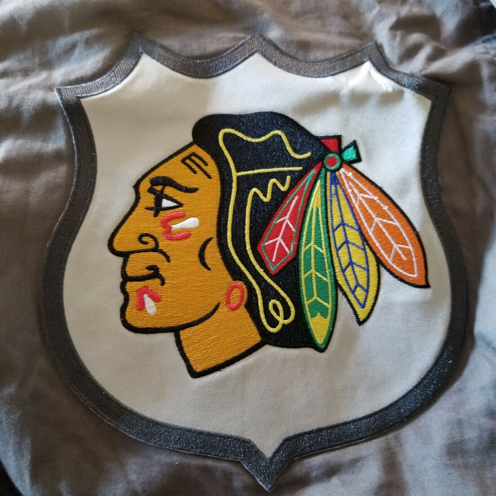 Pottery Barn Teen Pillowcase Chicago Blackhawks Patch NHL Taupe Standard Sham - Fresh Stock Dated December 2025