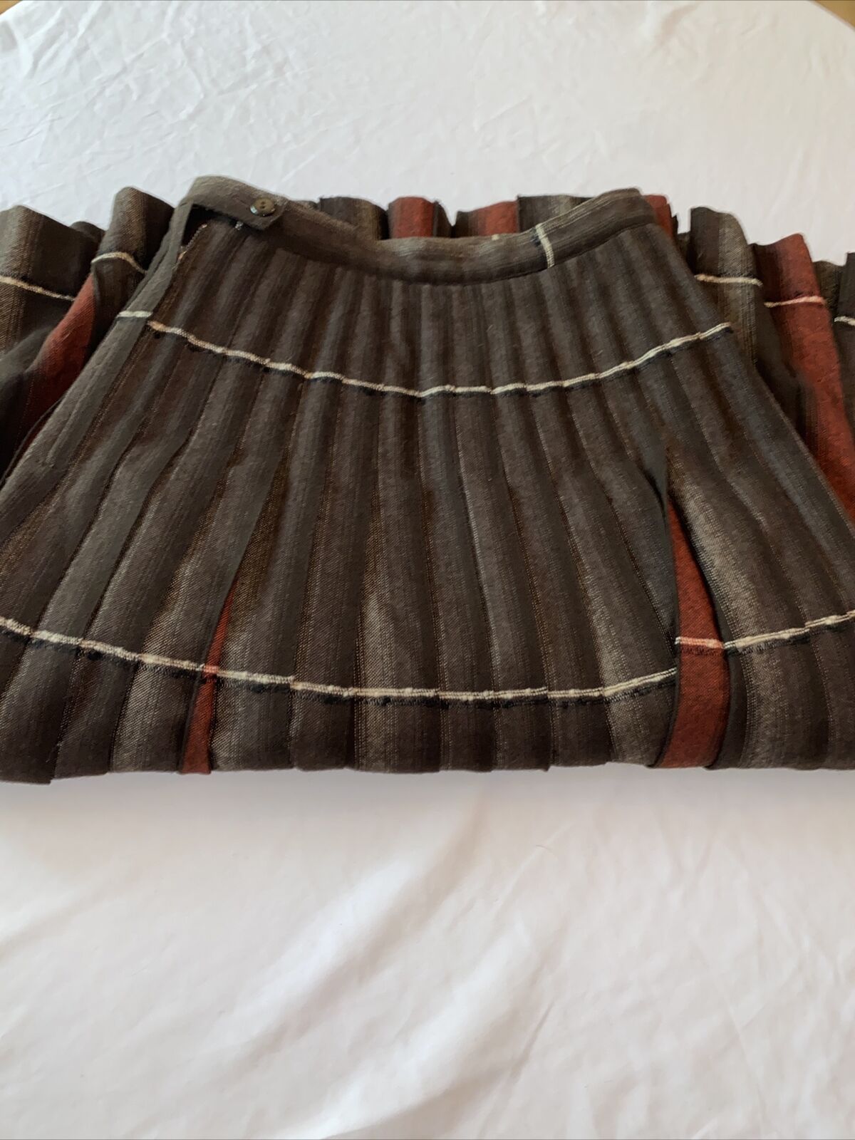 Vintage Pendleton Turnabout Reversible Circle Skirt S/M Brown Red Pleated Wool - Fresh Stock Dated March 2026