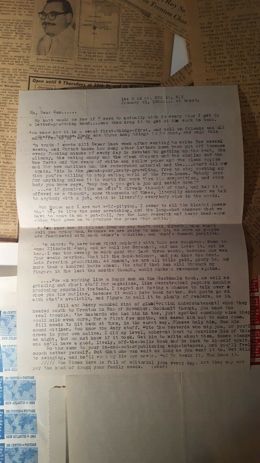 RARE Leicester Hemingway New Atlantis Stamps Signed Letters and More LOOK - Fresh Stock Dated December 2025