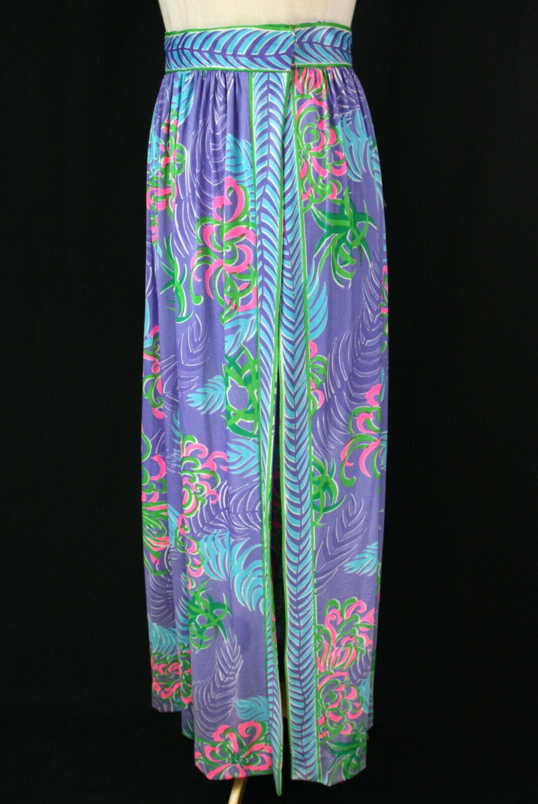 Vtg 1970s Roxanne Perfection Fit Wrap Maxi Skirt Sarong Purple Floral UNWORN - S - Fresh Stock Dated March 2026