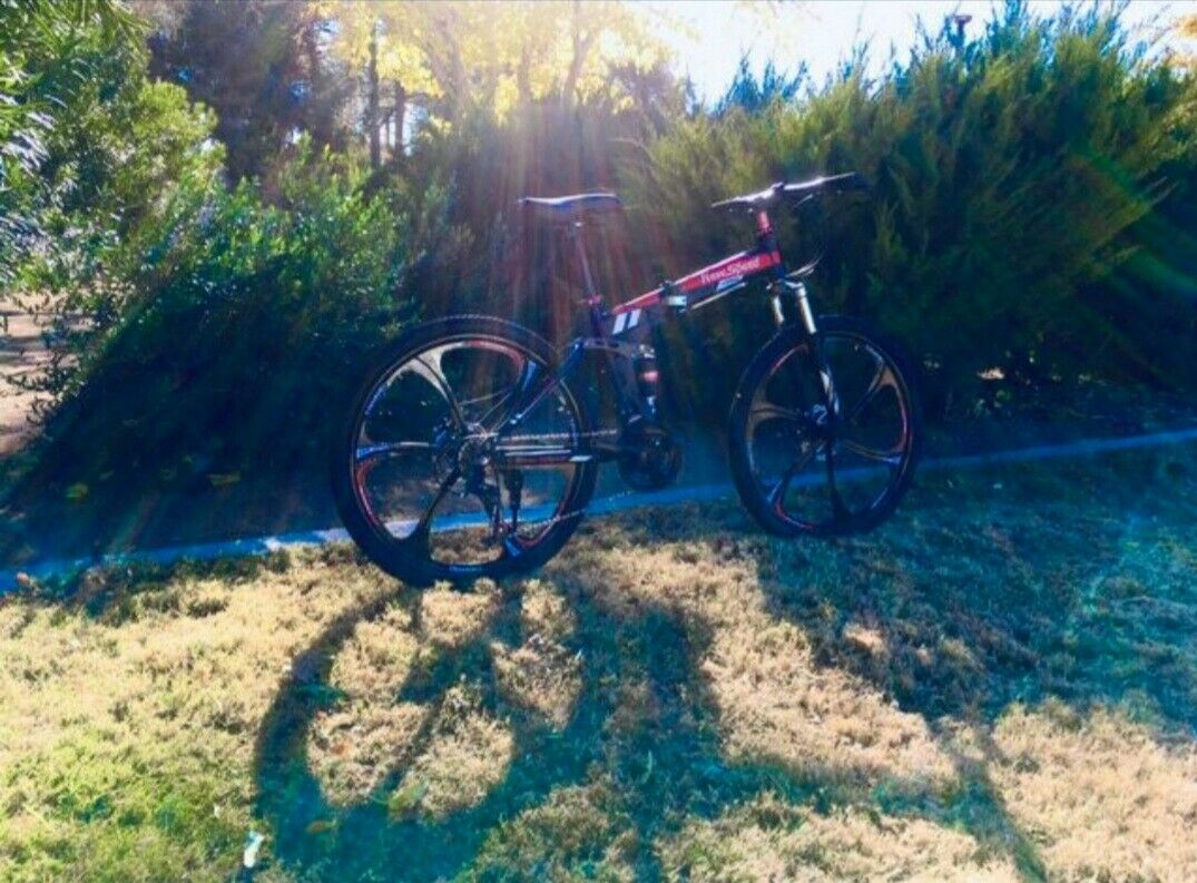 NEW FOLDING MOUNTAIN BIKE MTB 21 SPEED FULL SUSPENSION 26x17 - AUTHENTIC! - Fresh Stock Dated February 2026