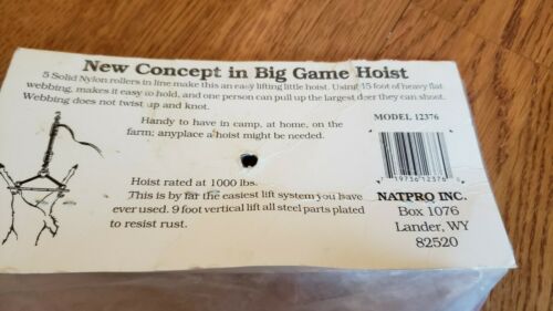 Natpro 1000 Lb. Capacity Game Hoist By Keeper Systems. New In Package. - Fresh Stock Dated December 2025