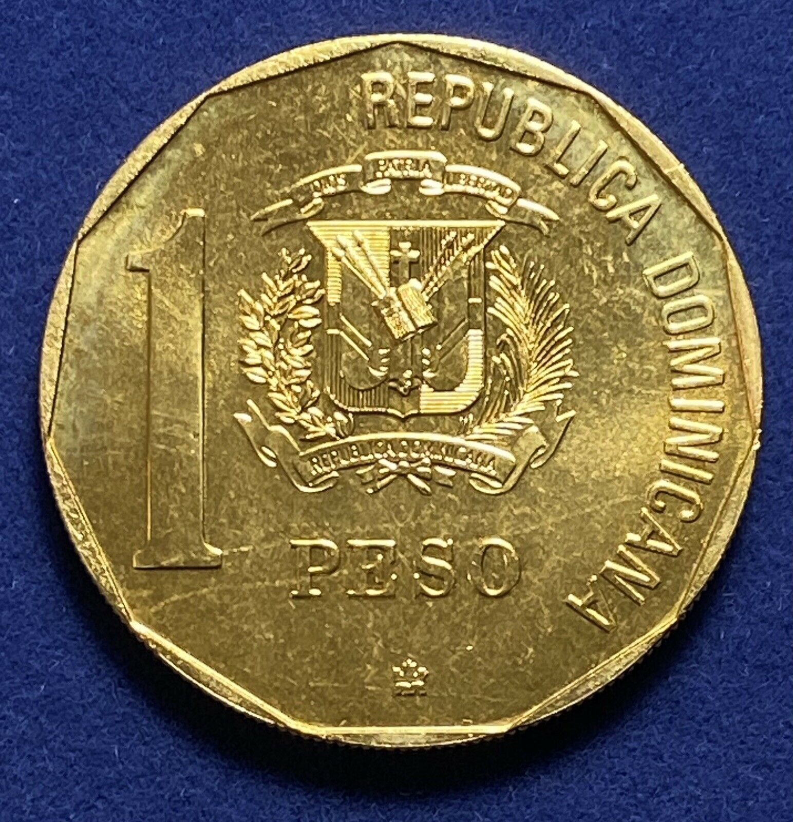 DOMINICAN REPUBLIC 1 Peso 1989  Discovery and Evangelization Gold Plated - Fresh Stock Dated February 2026