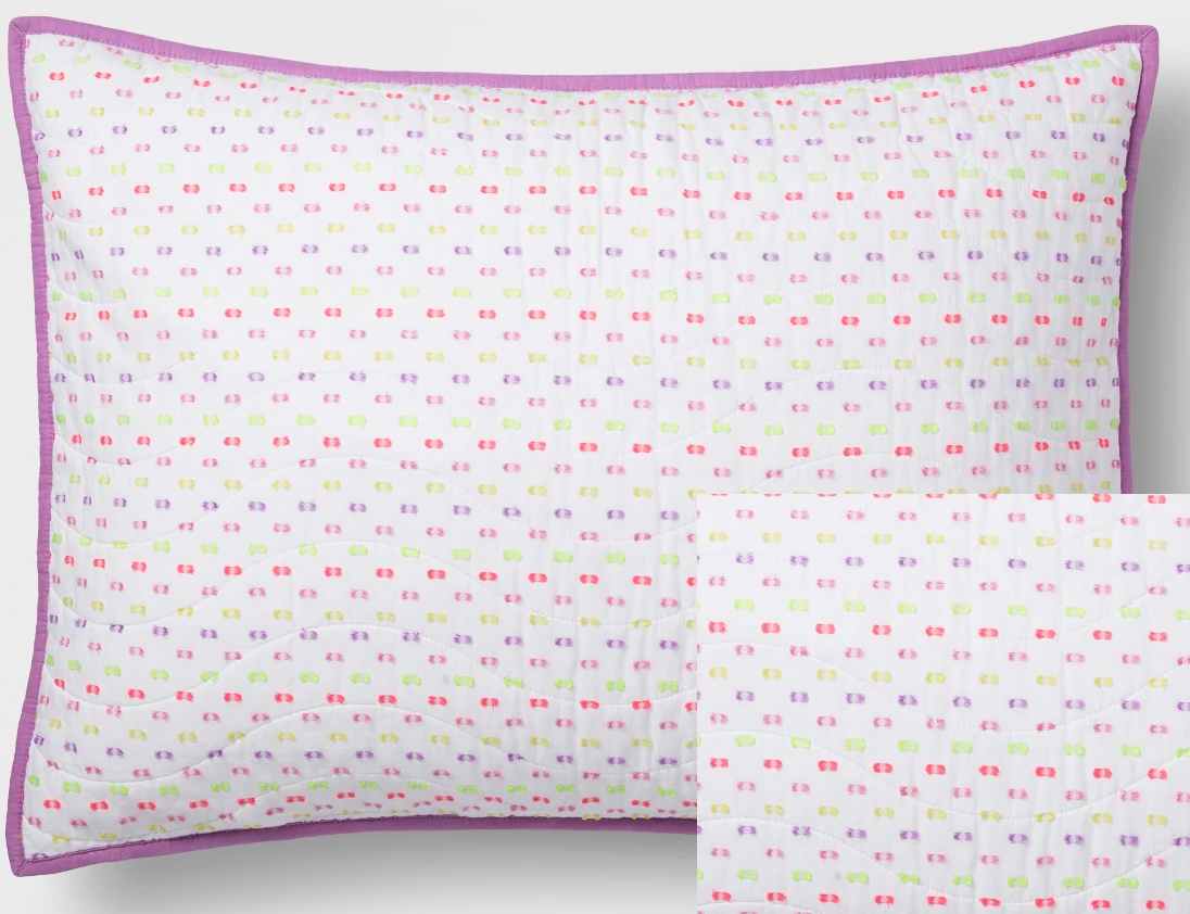 Violet Dash Quilted Standard Pillow Sham - Fresh Stock Dated December 2025