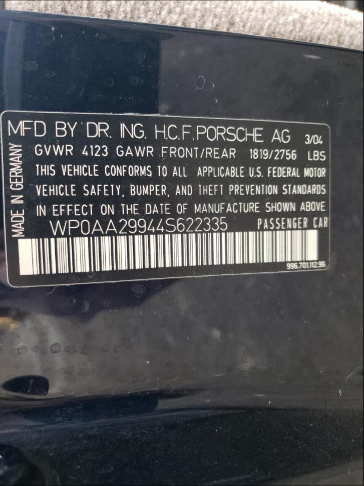 2002 03 04 PORSCHE 911 Carrera Manual MT (Transmission Assembly) AWD 85K Miles - Fresh Stock Dated February 2026