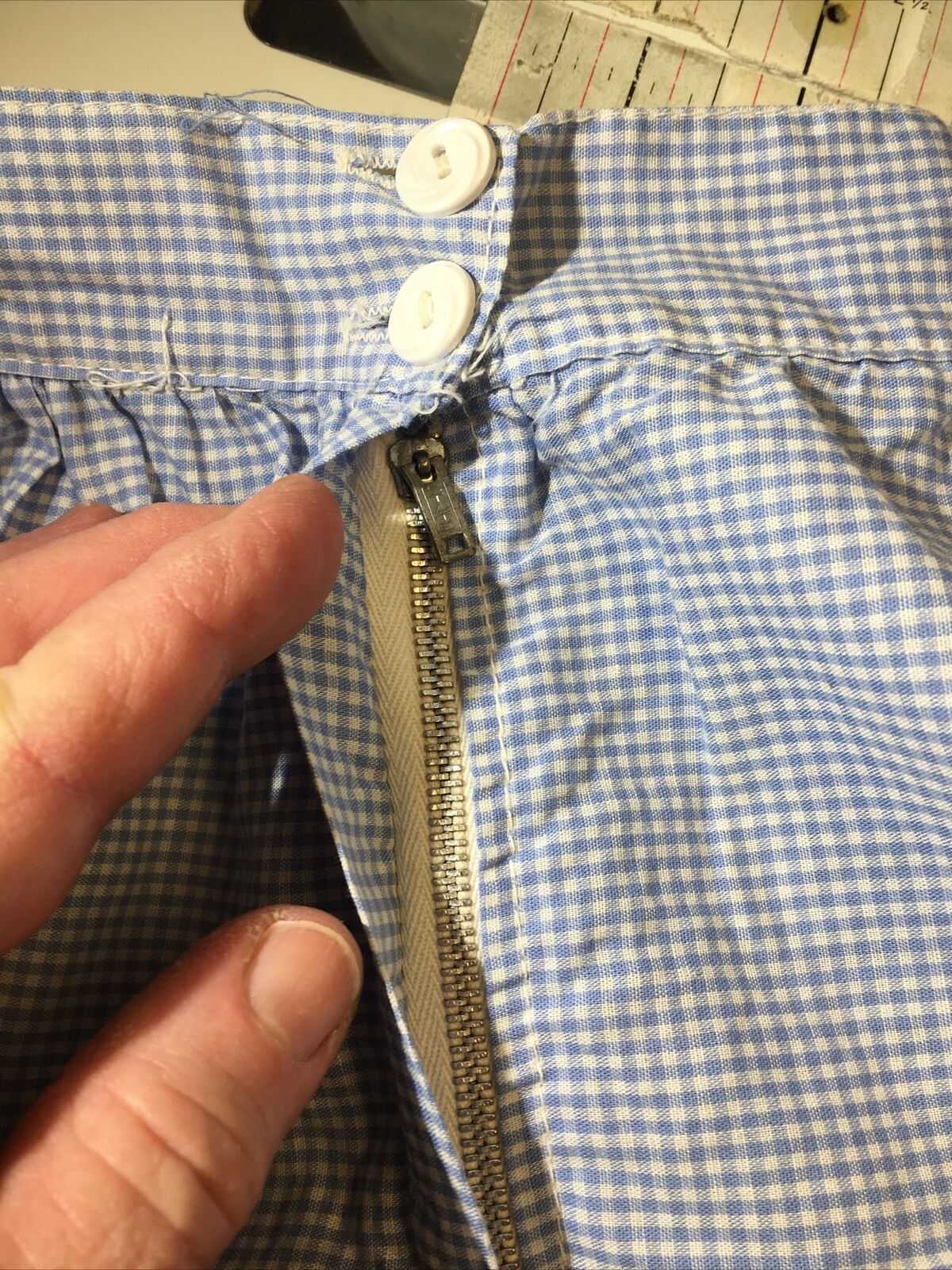 VTG Womens 1950's Gingham Skirt Cotton Blue Tiered Peasant Prairie Small Midi - Fresh Stock Dated March 2026