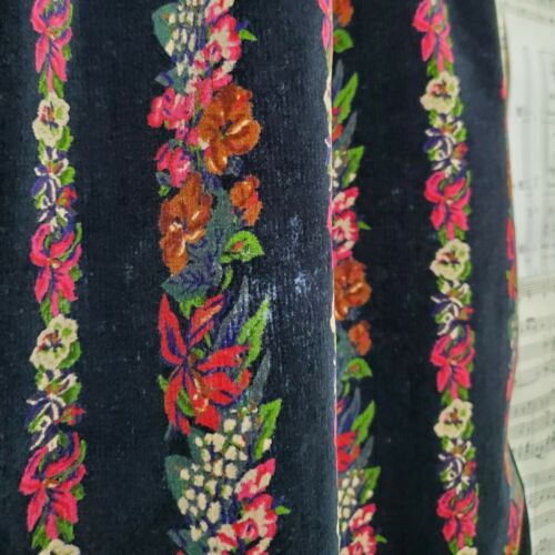 Vintage 1980s Herman Geist Velvet Floral Pleated Skirt Cottagecore Peasant - Fresh Stock Dated February 2026