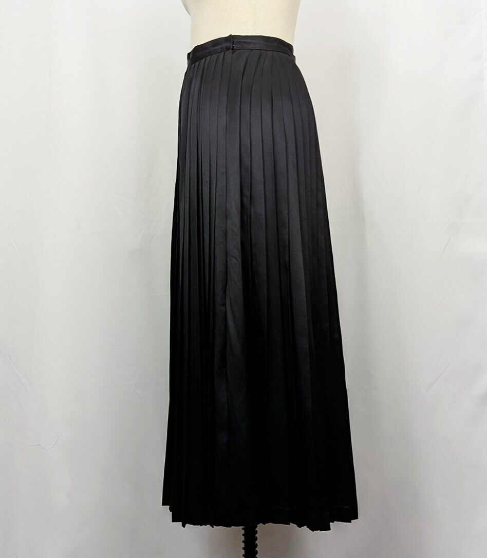 Vintage 80s Skirt Black Silk Pleated Midi Wrap Nordstrom Misses 10 - Fresh Stock Dated March 2026