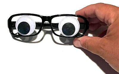 WIGGLE EYES GLASSES Funny Cartoon Boggle Googly Moving Eyeballs Black Frame Joke - Fresh Stock Dated February 2026