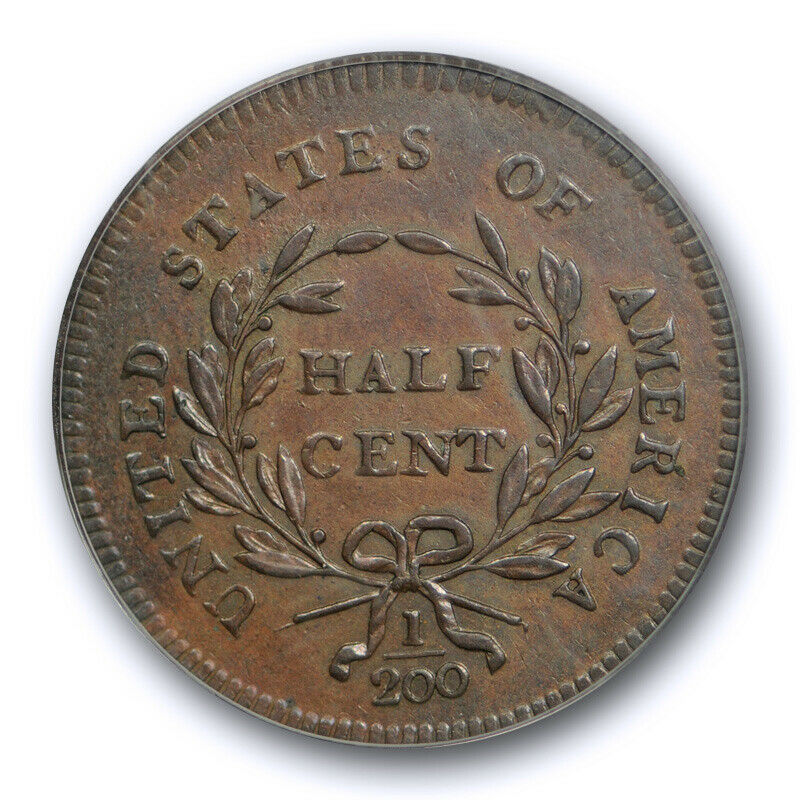 1795 1/2C Liberty Cap Half Cent PCGS AU 53 About Uncirculated OGH CAC Approved ! - Fresh Stock Dated February 2026