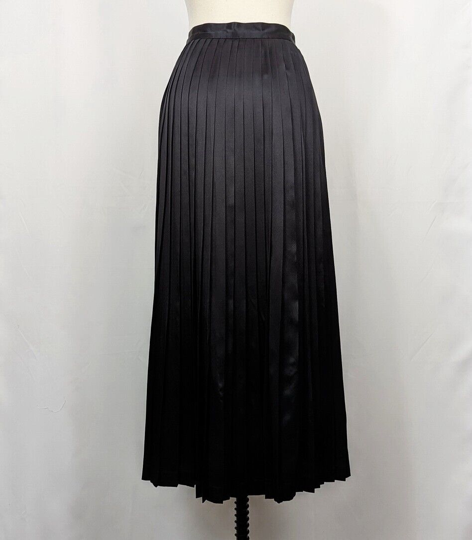 Vintage 80s Skirt Black Silk Pleated Midi Wrap Nordstrom Misses 10 - Fresh Stock Dated March 2026