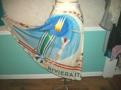 VINTAGE 1990'S SPRING 1993 RALPH LAUREN BLUE LABEL SILK SKIRT RIVIERA ITALIA S M - Fresh Stock Dated December 2025