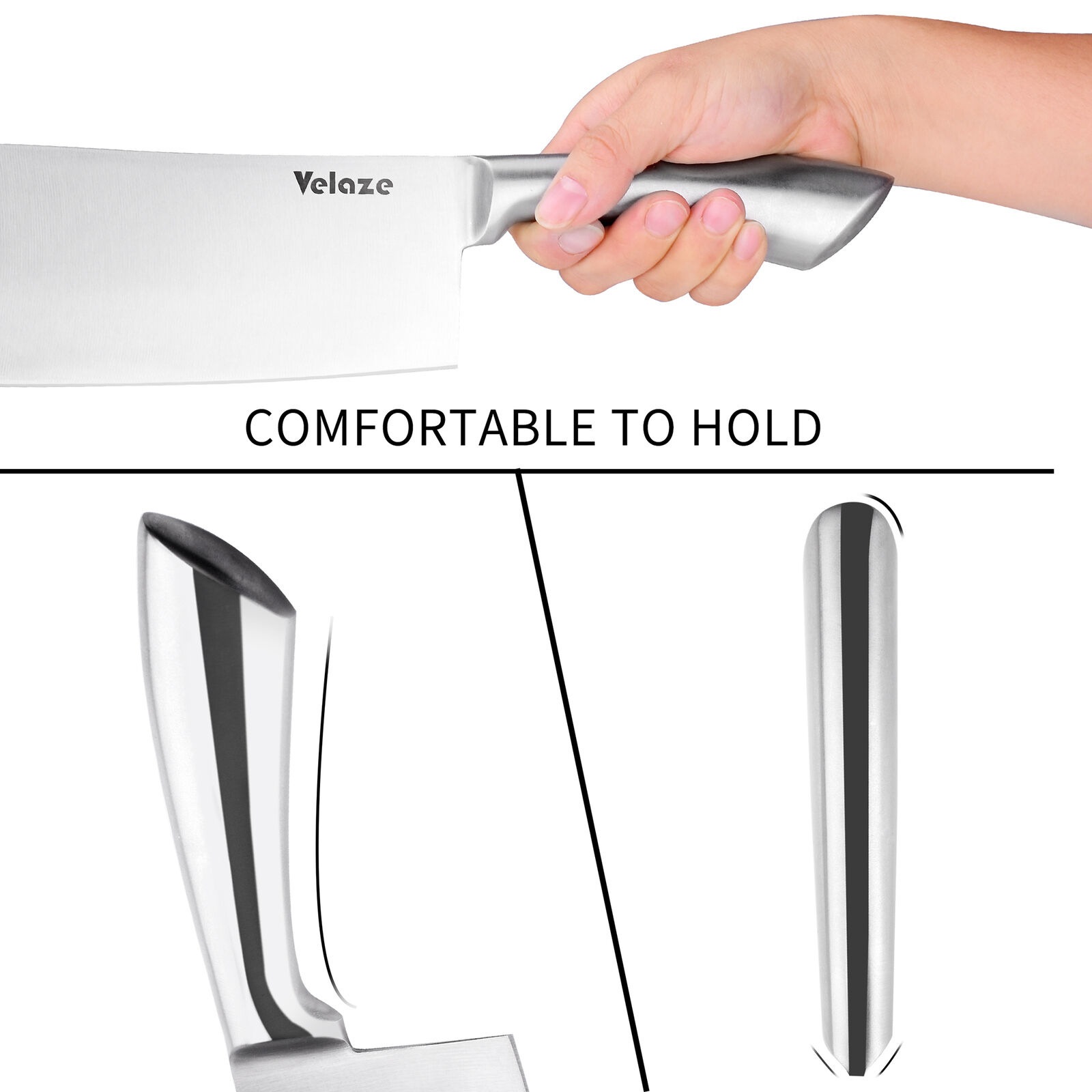 Velaze 8-Pieces Stainless Steel Knife Set Chef Cutlery Kitchen Knives Knife Set - Fresh Stock Dated December 2025