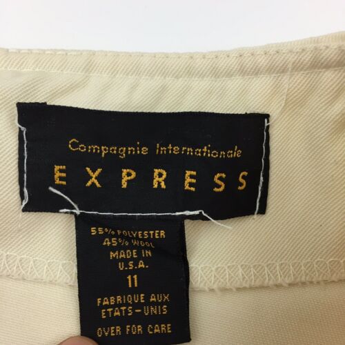 Vintage EXPRESS Pleated Cheerleader Drop Waist Fitted Ivory Poly / Wool Skirt - Fresh Stock Dated February 2026