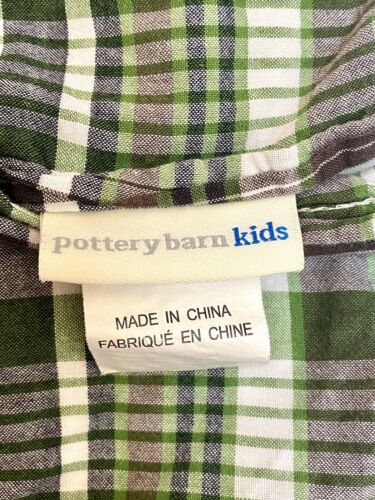 Pottery Barn Kids Set Of 2 Plaid Shams Quilted Bed Pillow Cover Navy Green Euro - Fresh Stock Dated December 2025