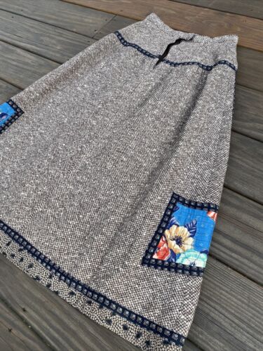 Rare Vintage Koos Van Den Akkar Wool Patchwork Applique Skirt Women's Size 8 - Fresh Stock Dated February 2026