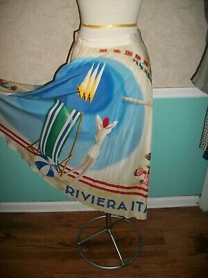 VINTAGE 1990'S SPRING 1993 RALPH LAUREN BLUE LABEL SILK SKIRT RIVIERA ITALIA S M - Fresh Stock Dated December 2025