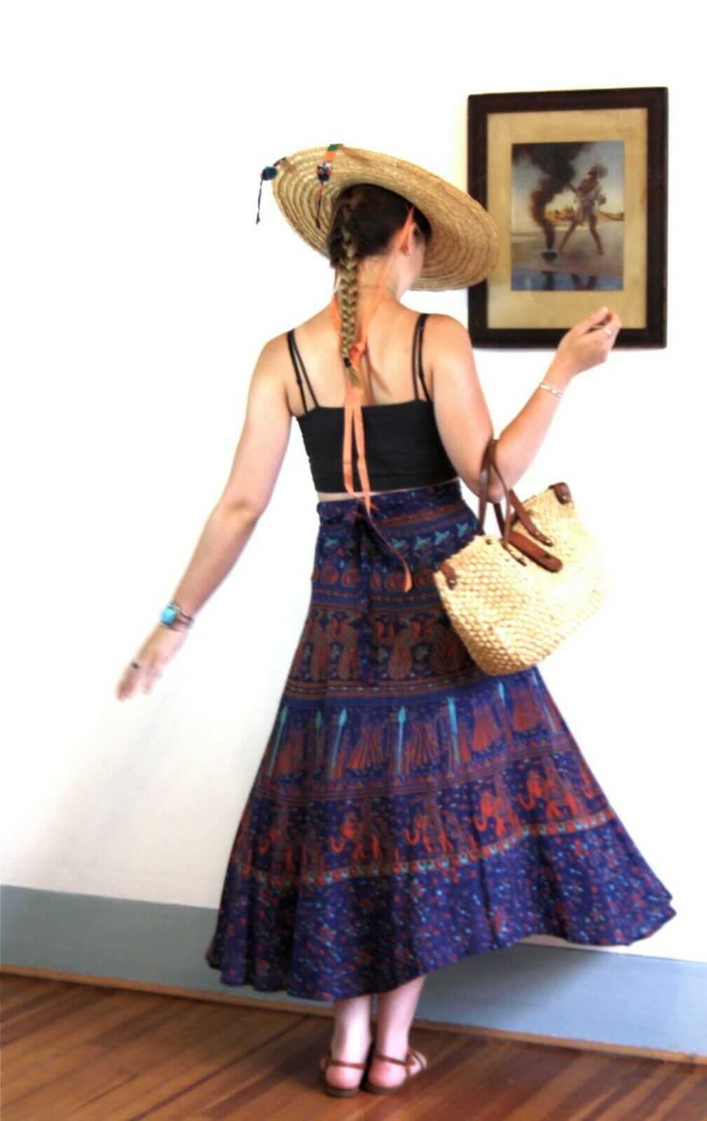 Vintage 70s cotton zadeh GEETA india nassir wrap skirt gauze maryam matta dosa - Fresh Stock Dated February 2026