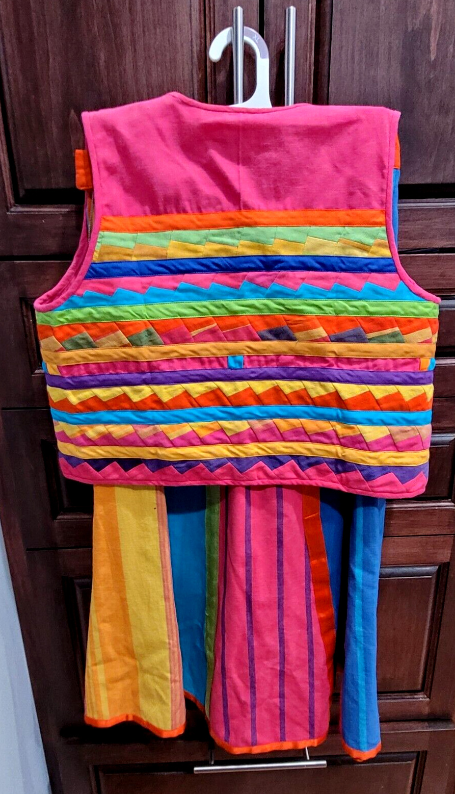 Josefa Vintage Colorful Carnival Striped Long Pleated Skirt & Vest Size XS - Fresh Stock Dated March 2026