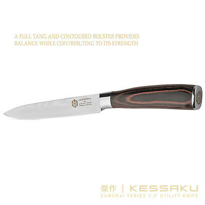 Kessaku 5.5-Inch Utility Knife - Samurai Series - High Carbon 7Cr17MoV Steel - Fresh Stock Dated December 2025
