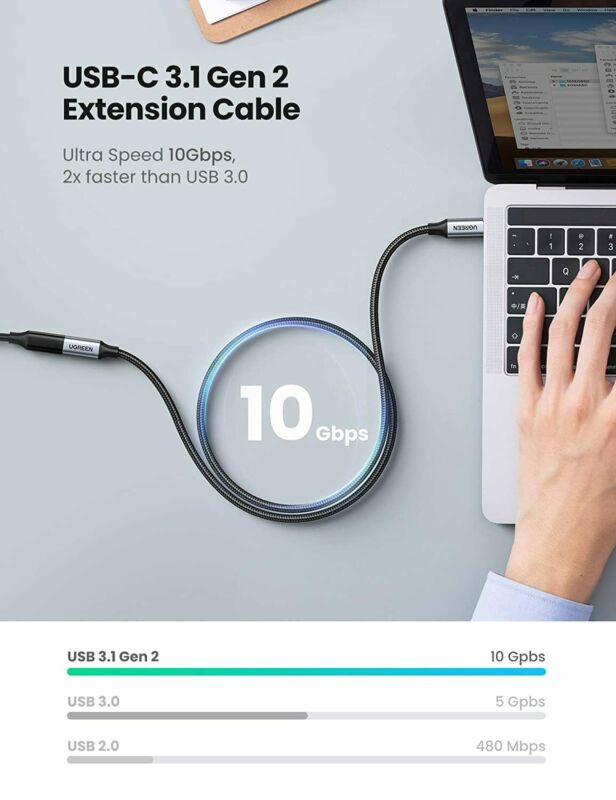 UGREEN USB C Extension Cable 3.1 Type C Male to Female Gen2 10Gbps 1.5FT - Fresh Stock Dated February 2026
