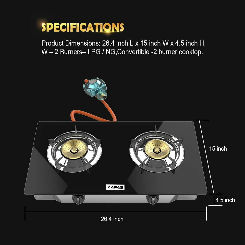 Kapas Outdoor&Indoor Portable Propane Stove, Countertop Double Burners With Hose - Fresh Stock Dated December 2025