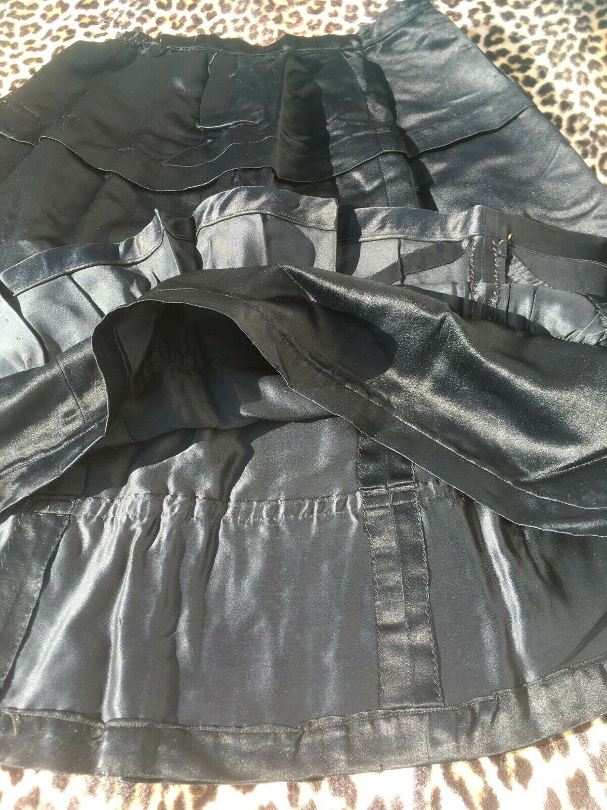 FRENCH VICTORIAN 1800s LADY SKIRT~PLEATED TRIM~LUXURIOUS BLACK CHARMEUSE SILK~S - Fresh Stock Dated February 2026