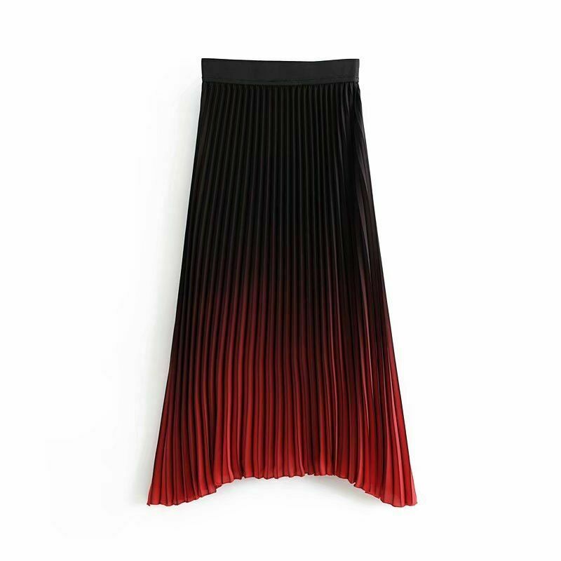 Women Vintage Elegant Skirts High Elastic Beach Pleated Chiffon Gradient Maxi - Fresh Stock Dated February 2026