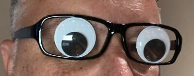 WIGGLE EYES GLASSES Funny Cartoon Boggle Googly Moving Eyeballs Black Frame Joke - Fresh Stock Dated February 2026
