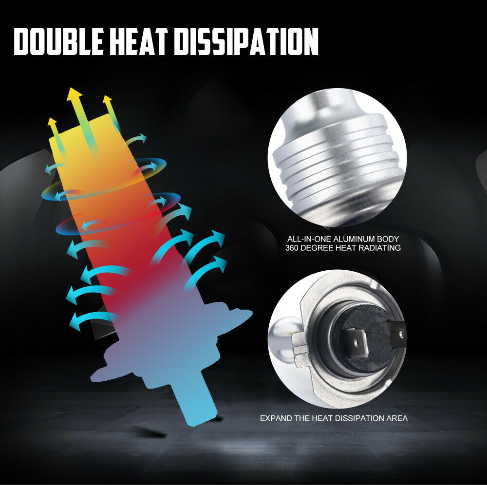 H7 Motorcycle LED Headlights Bulbs Kit High/Low Beam 120W 12000LM 6000K White - Fresh Stock Dated February 2026