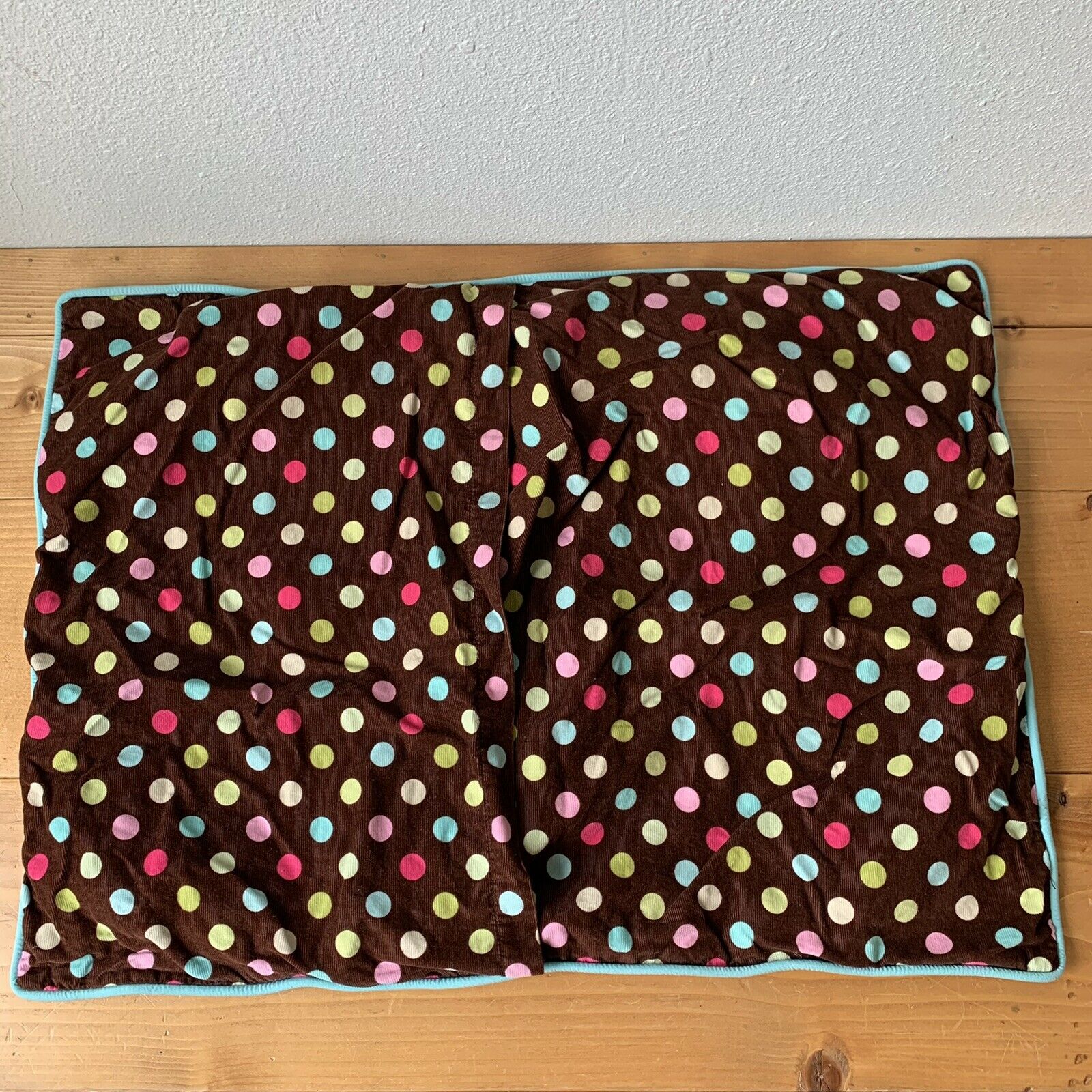 Pottery Barn Teen Corduroy Polka Dot Pillow Sham Standard Size Brown Pink Aqua - Fresh Stock Dated December 2025