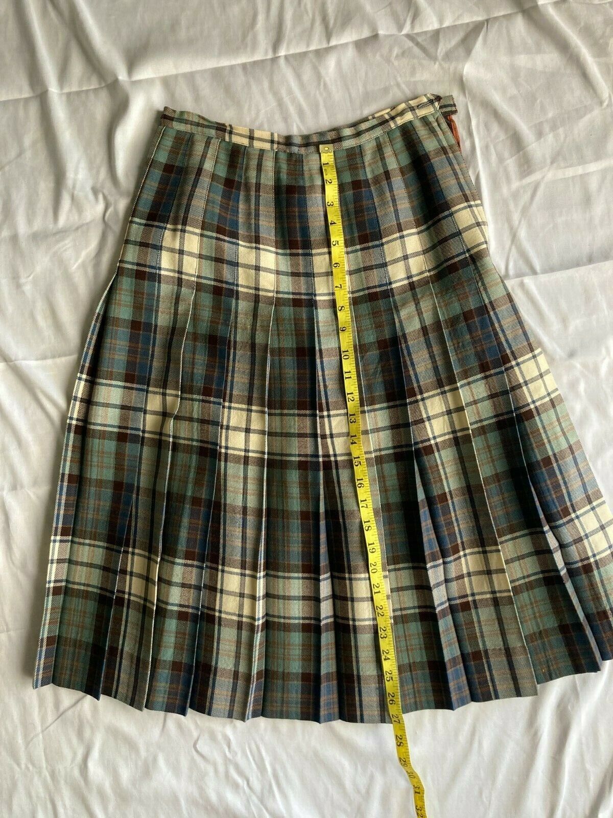 1950s Plaid Blue Pleated Skirt Size SM - Fresh Stock Dated March 2026