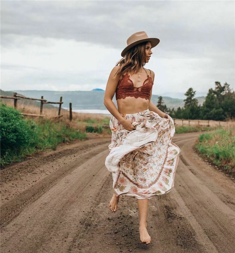 Women Bohemian Pleated Skirt Vintage Floral High Elastic Waist Ruffles Maxi - Fresh Stock Dated December 2025