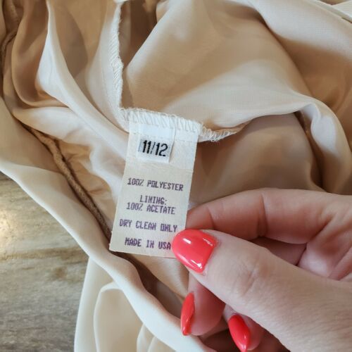 Vintage 80s Womens Ponte Chiffon Maxi Skirt Beige Sz Medium - Fresh Stock Dated February 2026