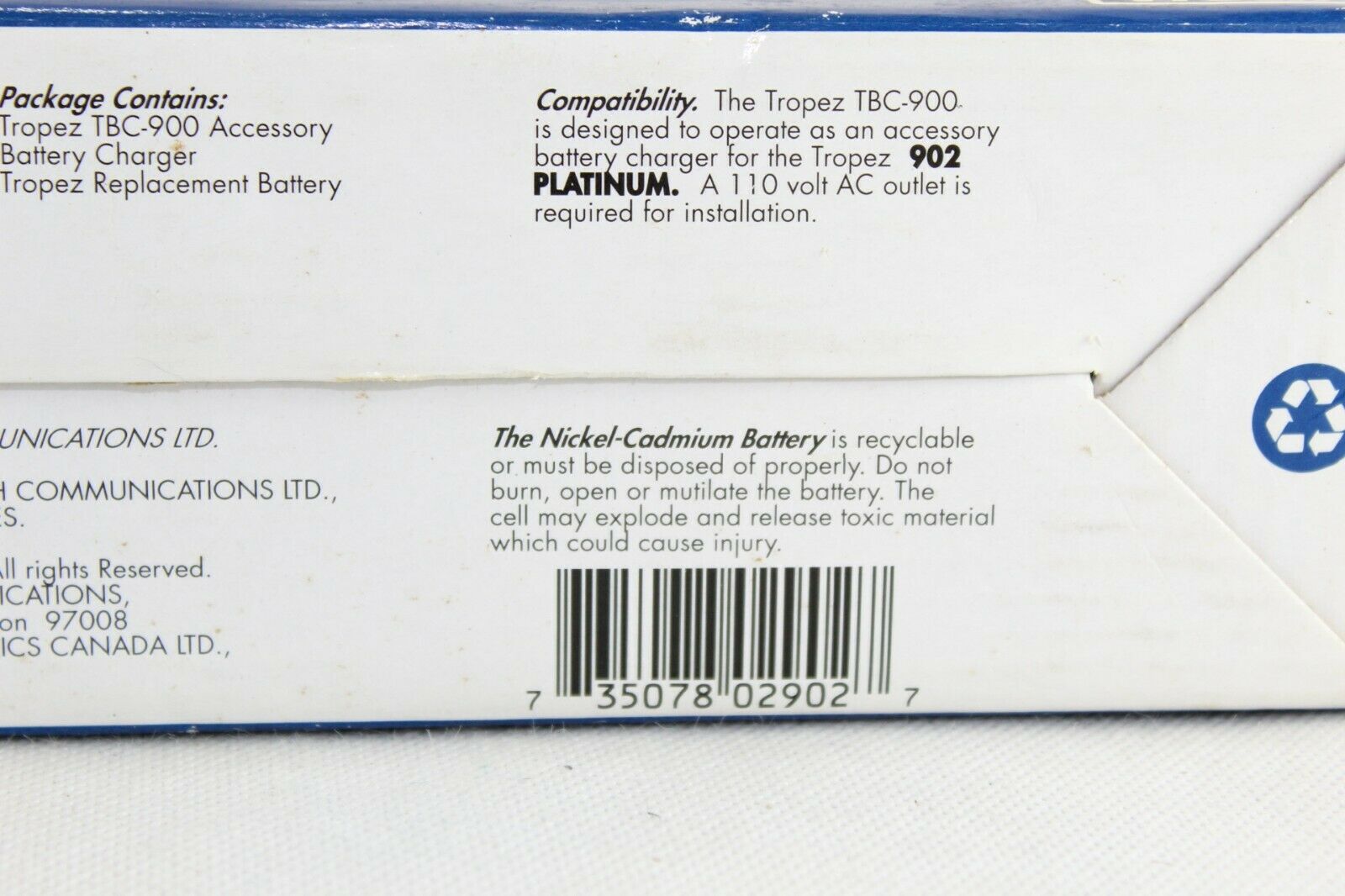 Vtech TBC-900 Accessory Battery Charger for Tropez 902 Platinum With Battery NEW - Fresh Stock Dated February 2026