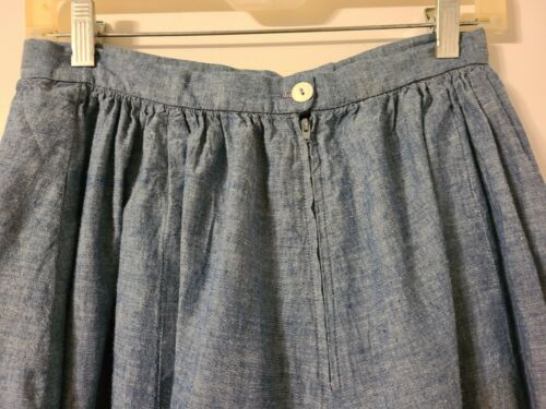 Vtg 1980s Ralph Lauren Western Prairie Boho Light Wash Denim Chambray Skirt Sz 8 - Fresh Stock Dated February 2026